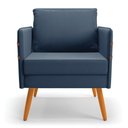 Ver imagem 4 de Kit 01 Namoradeira 02 Lugares e 01 Poltrona Mari Suede Azul Marinho Pés Palito Castanho - D’Rossi DR