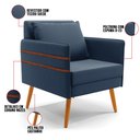 Ver imagem 6 de Kit 01 Namoradeira 02 Lugares e 01 Poltrona Mari Suede Azul Marinho Pés Palito Castanho - D’Rossi DR