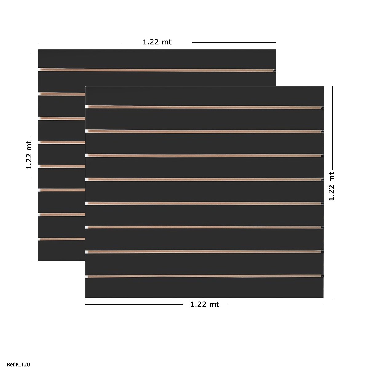 2 Paineis Canaletado Preto - 1,22 x 1,22 + Canaletas Vermelhas - 2