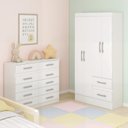 Ver imagem 1 de Quarto Infantil com Cômoda 10 Gavetas e Guarda-Roupa 4 Portas e 2 Gavetas Ninho Branco
