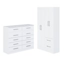 Ver imagem 2 de Quarto Infantil com Cômoda 10 Gavetas e Guarda-Roupa 4 Portas e 2 Gavetas Ninho Branco