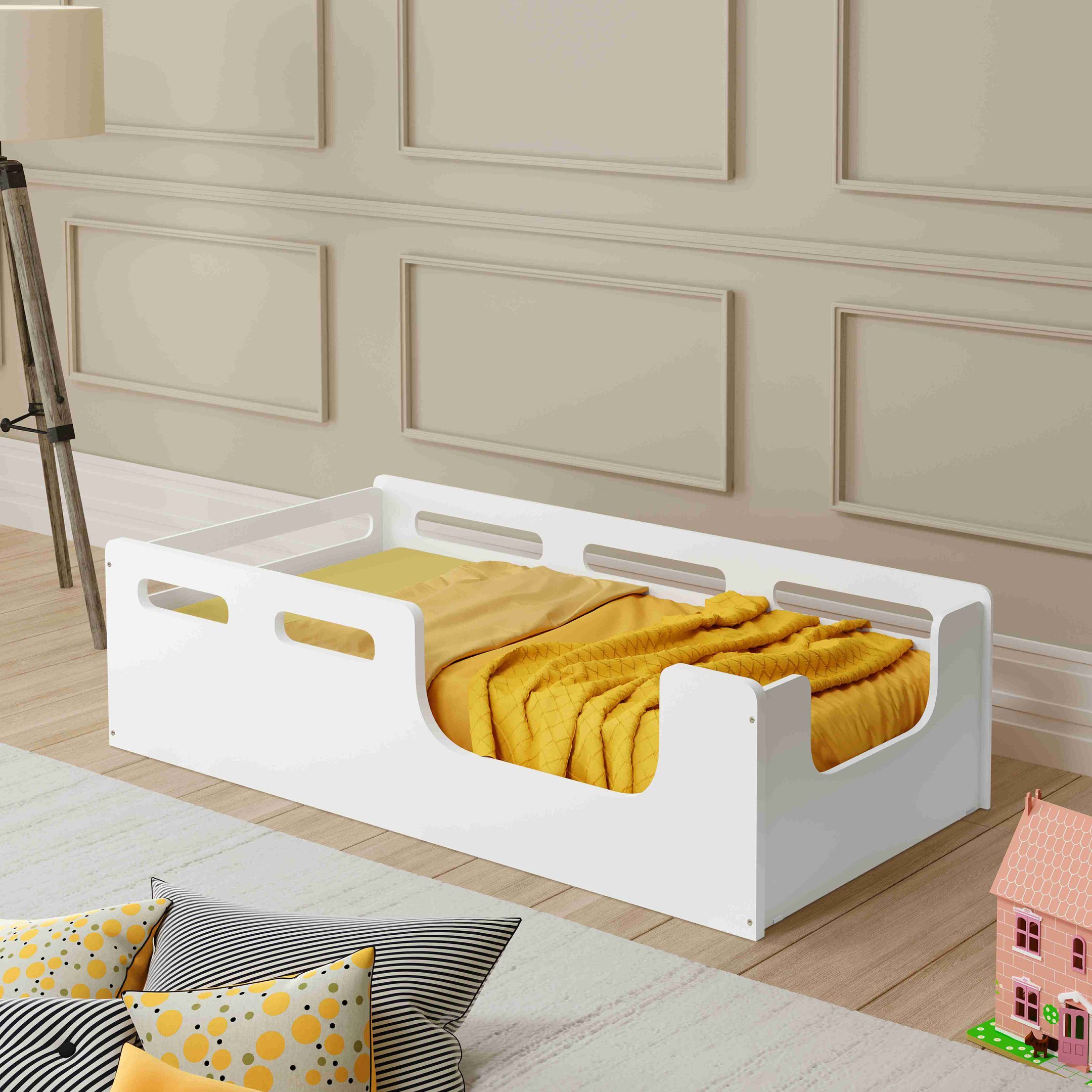 Cama Montessori Juvenil/Infantil Com Colchão Lika Branca - 1