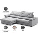 Ver imagem 3 de Sofá com Carregador Usb e Molas no Assento Retrátil Reclinável Nice 2,90m Linho Soft- Netsofas -