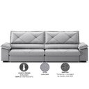 Ver imagem 6 de Sofá com Carregador Usb e Molas no Assento Retrátil Reclinável Nice 2,90m Linho Soft- Netsofas -