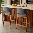 Ver imagem 1 de Kit 2 Banqueta de Cozinha Gourmet Noah Madeira Amêndoa Luxo Cinza