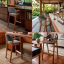 Ver imagem 3 de Kit 2 Banqueta de Cozinha Gourmet Noah Madeira Amêndoa Luxo Cinza