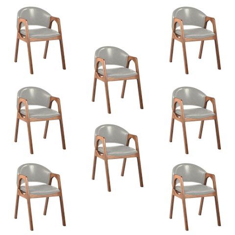 Kit 8 Cadeiras Decorativa Sala de Jantar Luxo Larissa Facto Prata Brilho - Mozzelar