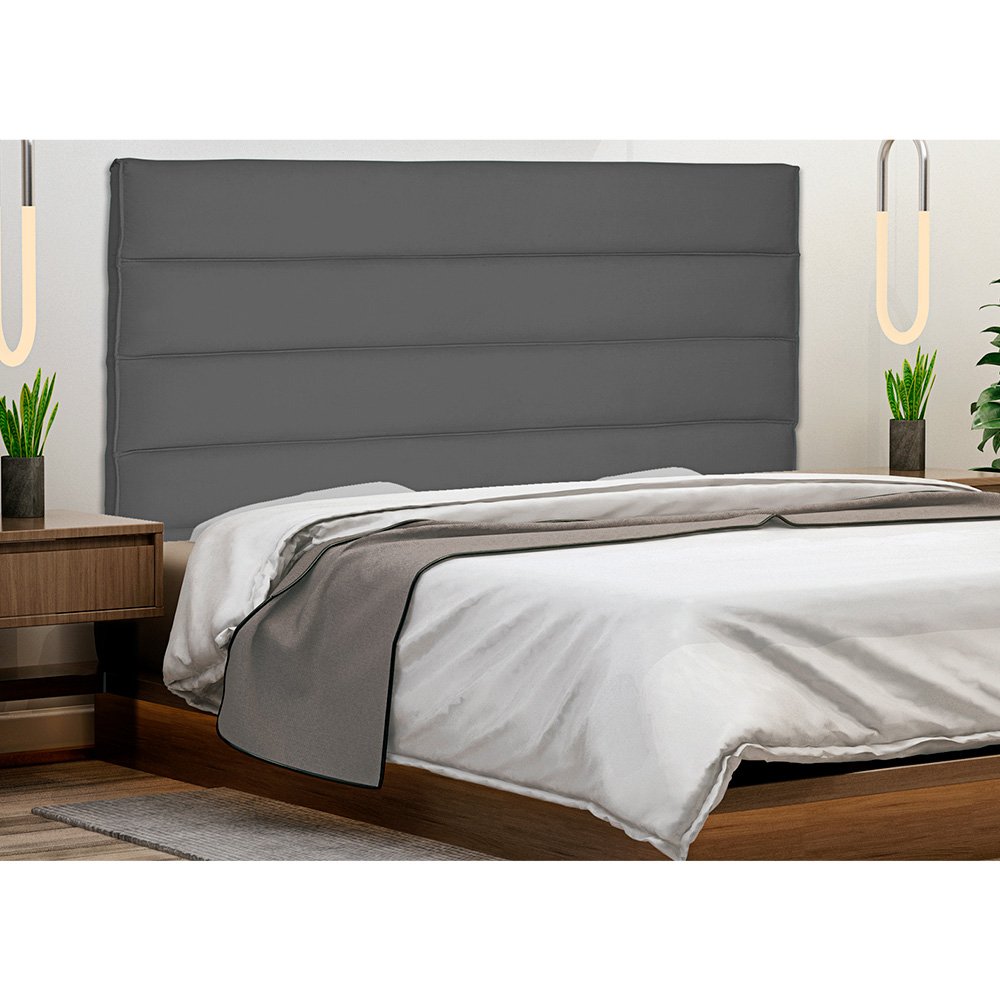 Cabeceira de Solteiro 90 cm Italy Veludo Cinza - CasaePoltrona - 2