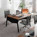 Ver imagem 2 de Plataforma de Trabalho para 2 Pessoas com Caixa de Tomadas 120cm Industrial Executive Nogal e Preto Marrom