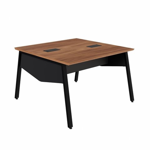 Plataforma de Trabalho para 2 Pessoas com Caixa de Tomadas 120cm Industrial Executive Nogal e Preto Marrom