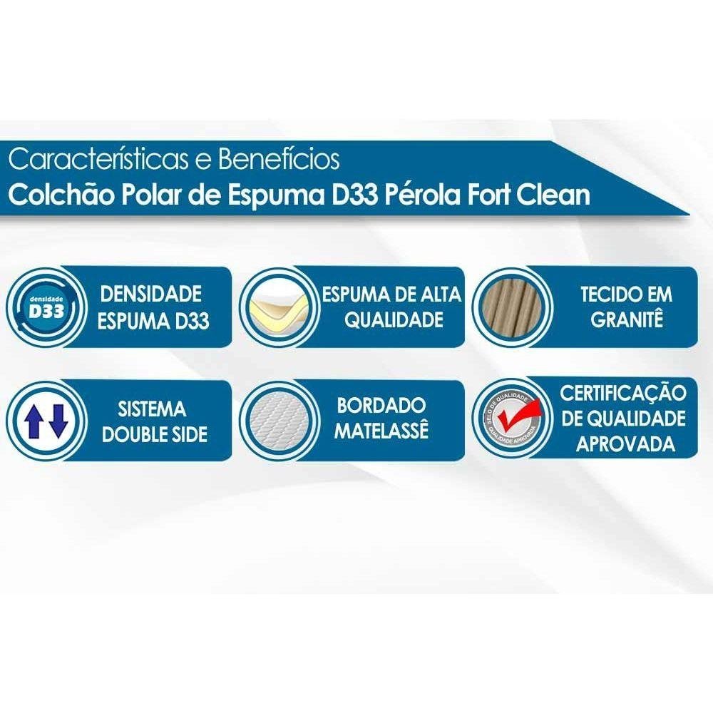Colchão Solteiro Polar Espuma D33 Pérola Clean (88x188x14) -  - 3