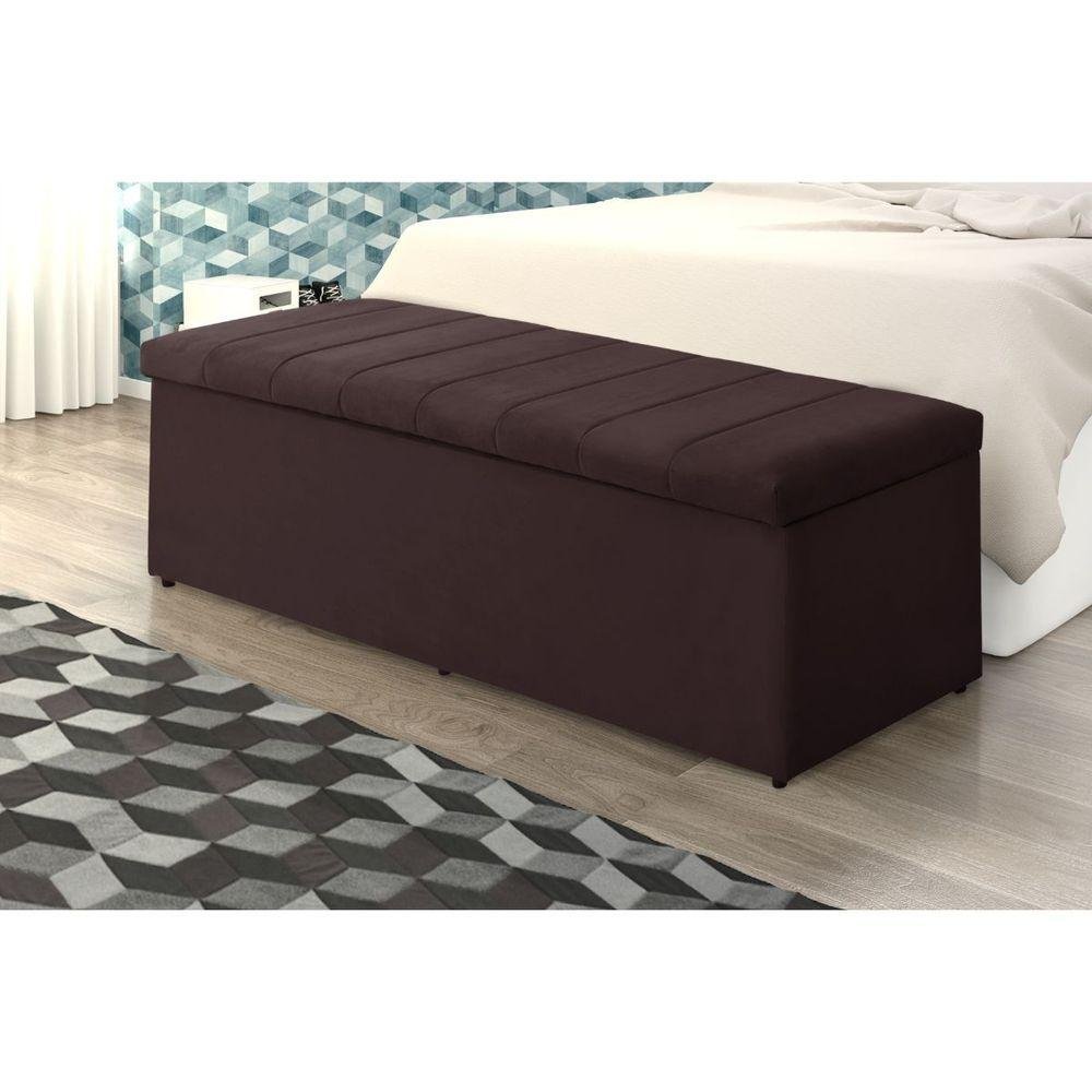 Calçadeira Baú Recamier Queen 158 Cm Vitória Suede Bordô - 3