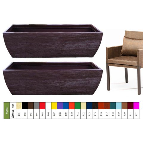 Kit 2 Vaso Planta 100x30 Jardineira Floreira Polietileno BGPLASTICOS AZUL ESCURO 013