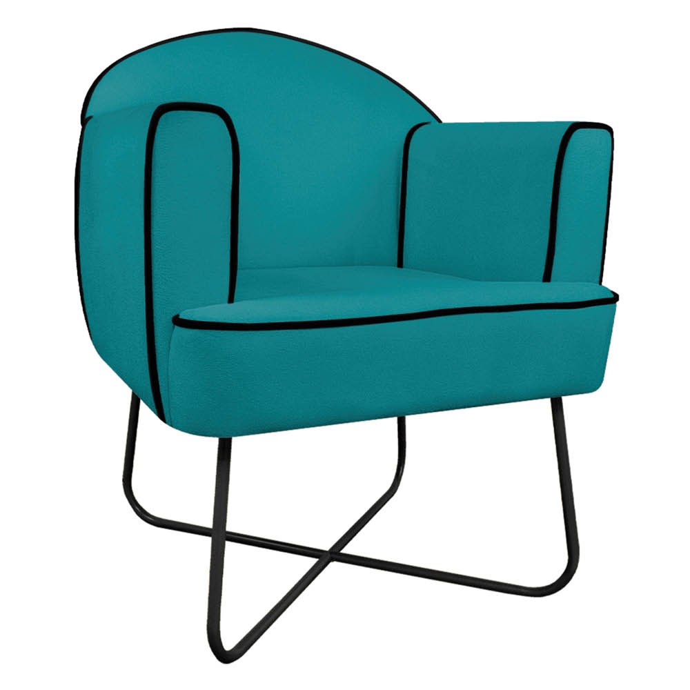 Poltrona Athena Base X Suede - Amarena Móveis - Azul Turquesa - 1