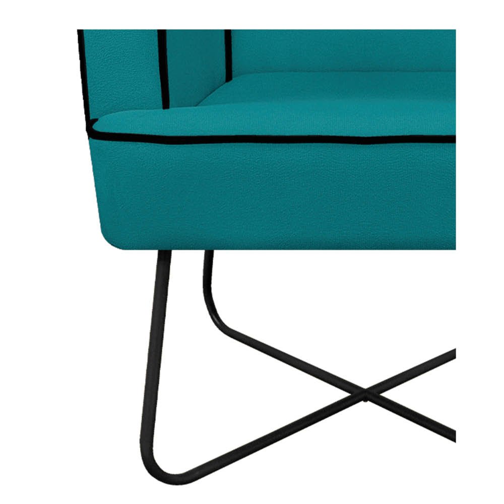 Poltrona Athena Base X Suede - Amarena Móveis - Azul Turquesa - 6