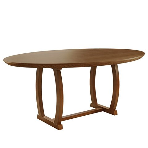 Mesa de Jantar Oval com Base de Madeira Maciça - Zara -2,0 x 1,0 metros - Requinte Salas