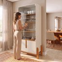 Ver imagem 4 de Cristaleira 4 Portas Vidro MDF Off White Cedro 83cm Lizz Bege