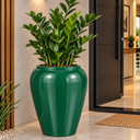 Ver imagem 1 de Vaso de Fibra de Vidro Bali U 71cm Vitrificado Grande Verde Escuro