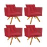 Kit 04 Poltrona Cadeira Kim Luxo Confort Giratória Rústico Com almofada Solta Suede Vermelho - Amey  - 1