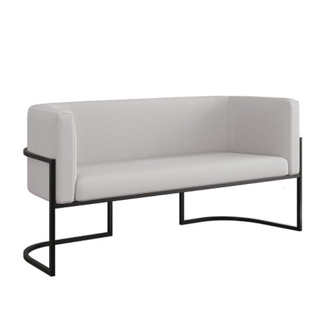 Sofá 2 Lugares Veludo Base Metal Preta Reforçada Recepção Cor:cinza