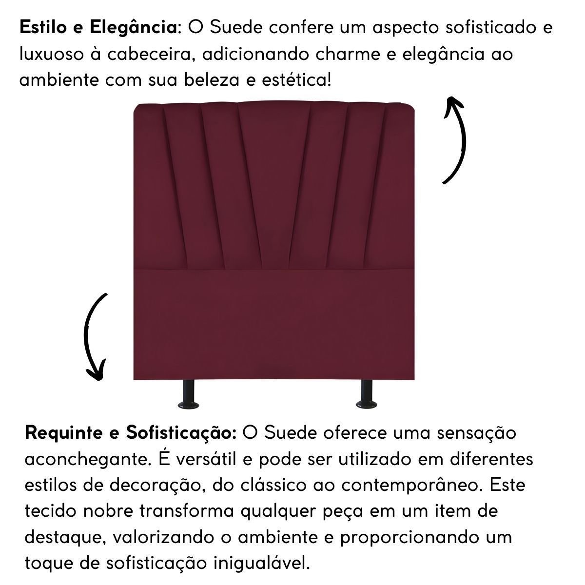 Cabeceira Estofada de Cama Casal Box 140 Cm Louise Suede:bordô - 5