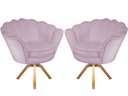 Ver imagem 1 de Kit 2 Poltronas Decorativa Pétala Base Giratória Madeira Suede Rosê Mz Decor