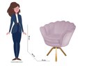 Ver imagem 3 de Kit 2 Poltronas Decorativa Pétala Base Giratória Madeira Suede Rosê Mz Decor