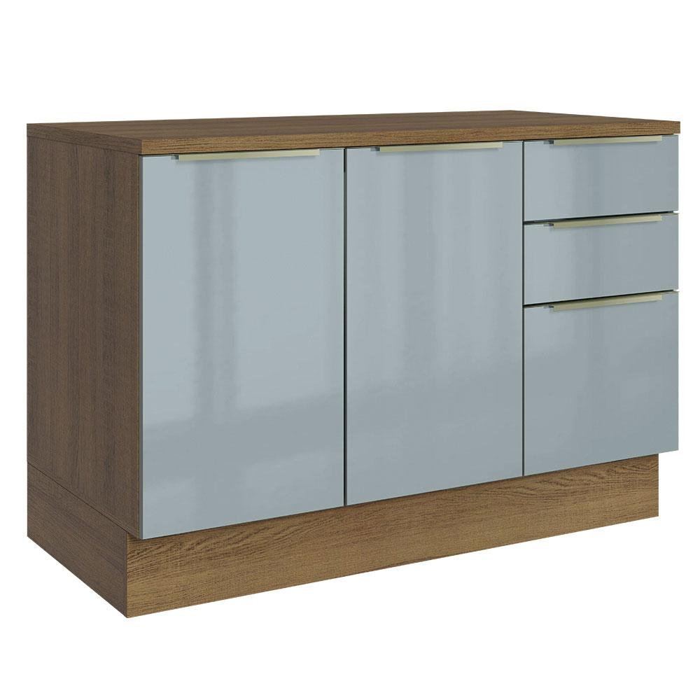 Balcão de Pia 120 cm 2 Portas 3 Gavetas - Rustic/Cinza Lux Madesa - 2