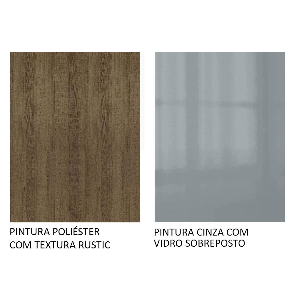 Balcão de Pia 120 cm 2 Portas 3 Gavetas - Rustic/Cinza Lux Madesa - 11