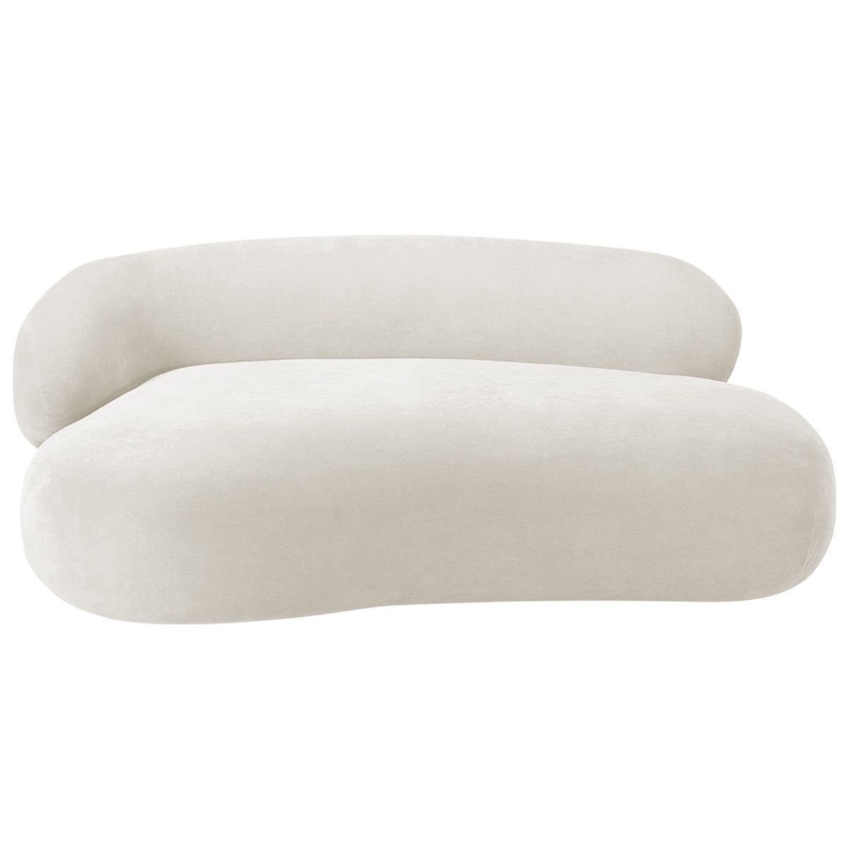 Recamier Sofá Curvo Luxo Recepção Lado Direito Canadá 200cm Bouclé Branco - Incasa Decor - 1