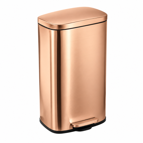 Lixeira Inox Retangular c/Pedal 30L. Escovado Mood - Red Gold