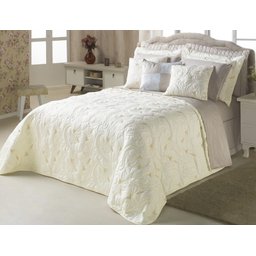 Kit Acolchoado Casal King Melody Dupla Face 5 Peças Marfim - 1