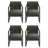 Kit 04 Poltronas Dallas Luxo Base de Ferro Preto Veludo Cinza Ruotolo Decor - 1