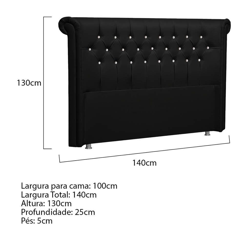 Cabeceira Solteiro Brescia P04 100 Cm Suede Preto - 5