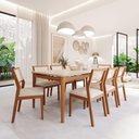 Ver imagem 2 de Conjunto Sala de Jantar 8 Lugares Baobá 2,10m Tauari com Cadeiras Bella com Vidro Temperado -