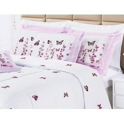 Kit Edredom Casal Queen Craft 5 Peças Borboletas 100% Algodão 200 Fios - 3