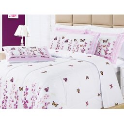 Kit Edredom Casal Queen Craft 5 Peças Borboletas 100% Algodão 200 Fios - 2