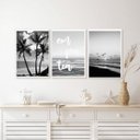Ver imagem 2 de Kit 3 Quadros Praia Preto e Branco Empatia 45x34cm - com Vidro:madeira Preta