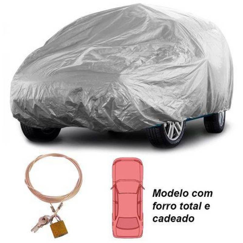 Capa Automototiva Cobrir Carro Protetora Forrada Total e Cadeado Tamanho P Carrhel - 3