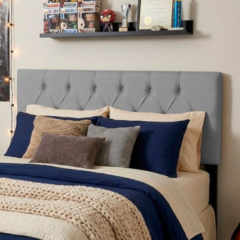 Cabeceira Painel Estofada Paris Suede Cinza Queen 1,60m para Cama Box - Arkell