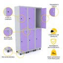 Ver imagem 3 de ROUPEIRO DE AÇO 3M 06 PORTAS PITÃO PANDIN - CINZA/LILÁS GRP 503/6 DI