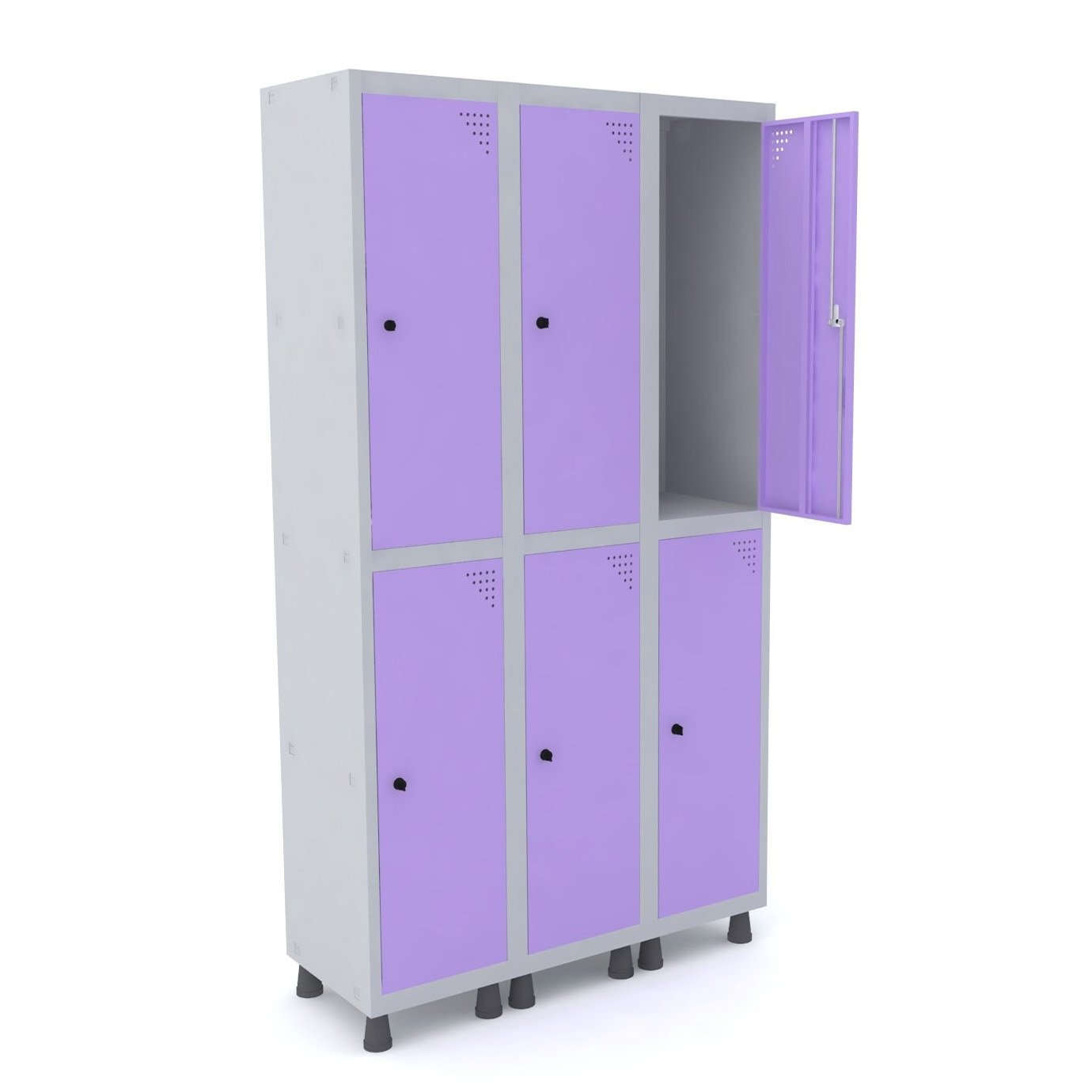 ROUPEIRO DE AÇO 3M 06 PORTAS PITÃO PANDIN - CINZA/LILÁS GRP 503/6 DI - 1
