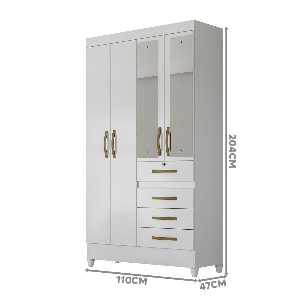Guarda-roupa de Bebê Branco com Espelho - 4
