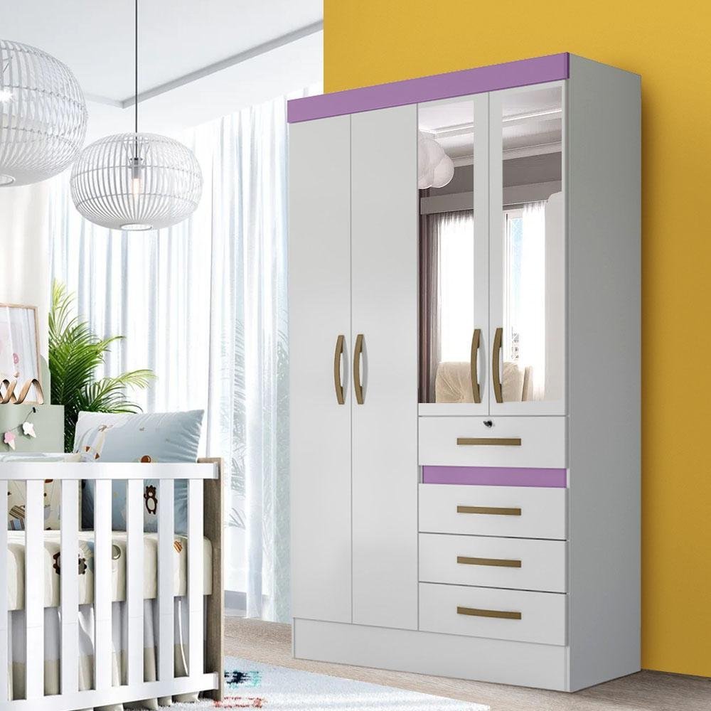 Guarda-roupa de Bebê Branco com Espelho - 1