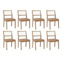 Ver imagem 1 de Kit 8 Cadeiras para Sala de Jantar Estofadas Bella Marrom/Madeira/Kaki