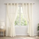 Ver imagem 1 de Cortina Gaze de Linho Sala Quarto com Forro 2,80x1,80 Marfim