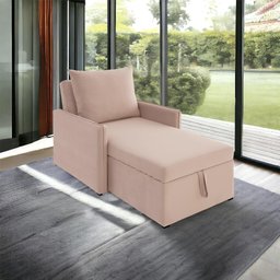 Sofá 3 em 1 Chaise, Cama e Baú Neve Rose Estofama - 2