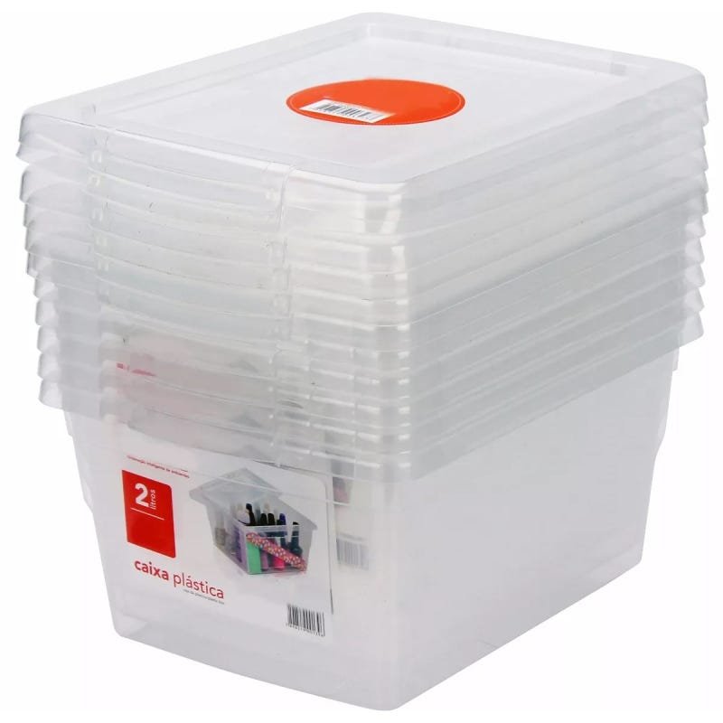 Kit 6 Caixas Organizadoras Multiuso 2l Cada Incolor Armário - 1