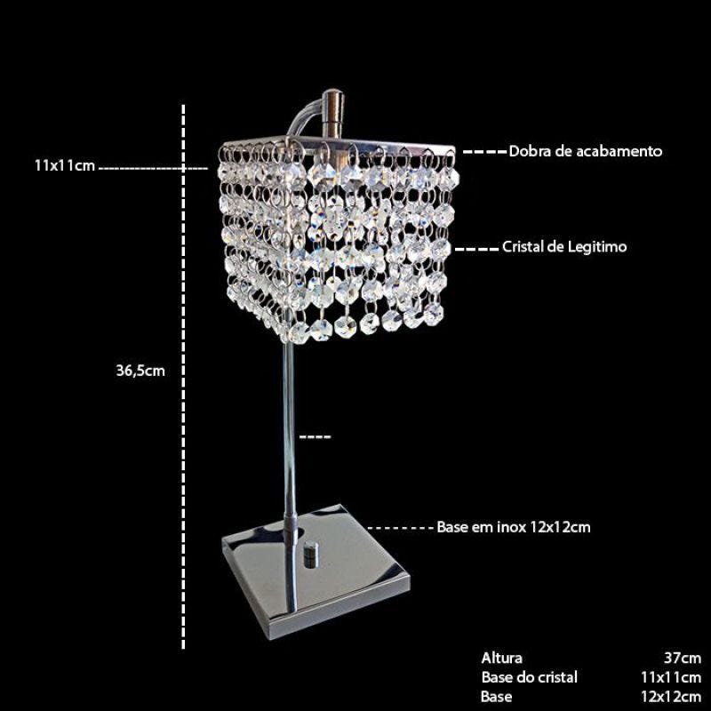 Abajur Luminária Mesa com Cristai Legitimos 11x11 - 2