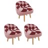 Kit 03 Poltrona Paloma Pé Palito Sintético Rosa Bebê e Sintético Vinho - 1
